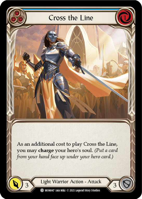 Cross the Line (Blue) [MON047] 1st Edition Normal | Good Games North