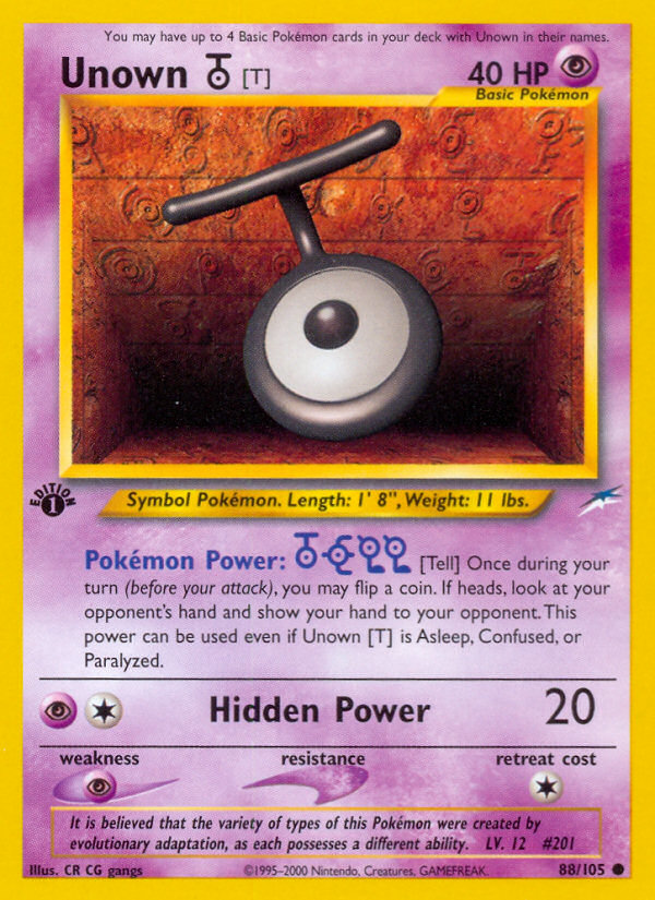 Unown [T] (88/105) [Neo Destiny 1st Edition] | Good Games North