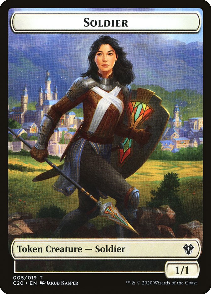 Human Soldier (005) // Drake Double-sided Token [Commander 2020 Tokens] | Good Games North