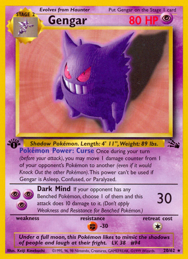 Gengar (20/62) [Fossil 1st Edition] | Good Games North