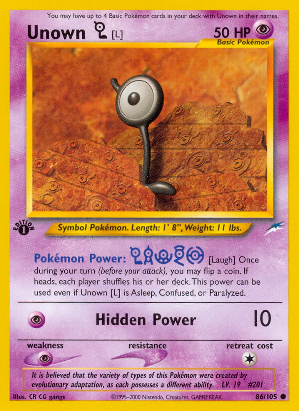 Unown [L] (86/105) [Neo Destiny 1st Edition] | Good Games North