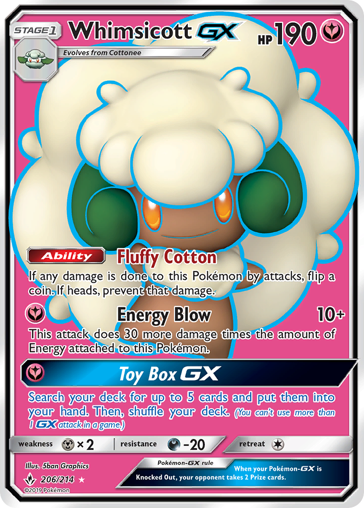 Whimsicott GX (206/214) [Sun & Moon: Unbroken Bonds] | Good Games North