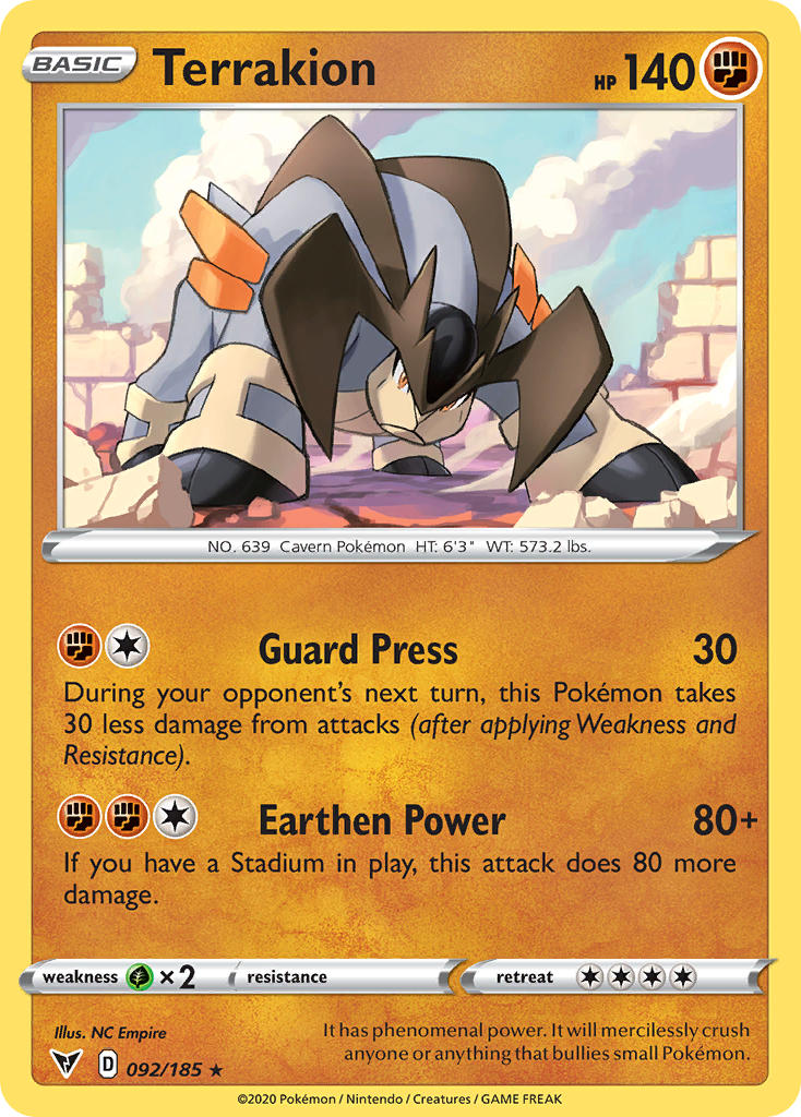 Terrakion (092/185) [Sword & Shield: Vivid Voltage] | Good Games North