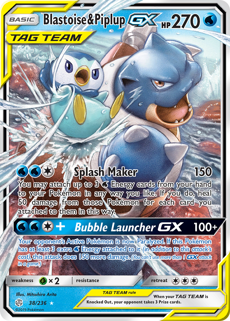 Blastoise & Piplup GX (38/236) [Sun & Moon: Cosmic Eclipse] | Good Games North