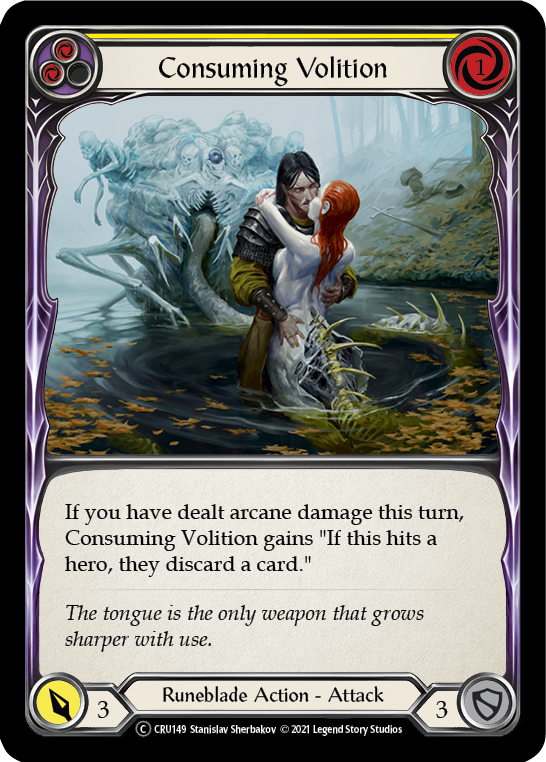 Consuming Volition (Yellow) [U-CRU149-RF] Unlimited Rainbow Foil | Good Games North