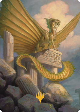 Ancient Gold Dragon Art Card (05) (Gold-Stamped Signature) [Commander Legends: Battle for Baldur's Gate Art Series] | Good Games North