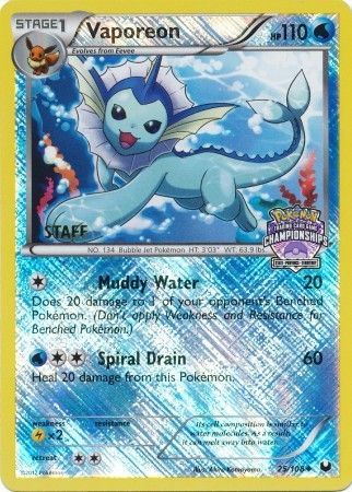 Vaporeon (25/108) (State Province Championship 2013 Promo Staff) [Black & White: Dark Explorers] | Good Games North