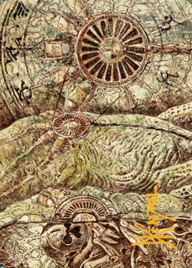 Phyrexian Processor Art Card (Gold-Stamped Signature) [The Brothers' War Art Series] | Good Games North