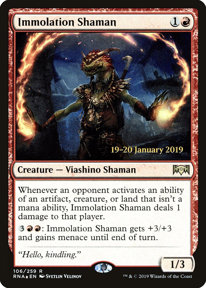 Immolation Shaman [Ravnica Allegiance Prerelease Promos] | Good Games North