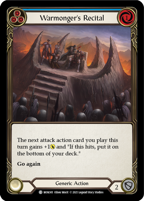 Warmonger's Recital (Blue) [MON301-RF] 1st Edition Rainbow Foil | Good Games North