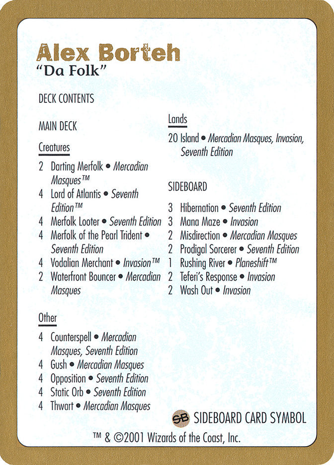 Alex Borteh Decklist [World Championship Decks 2001] | Good Games North