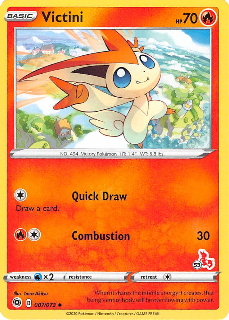 Victini (007/073) (Cinderace Stamp #53) [Battle Academy 2022] | Good Games North