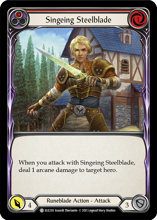 Singeing Steelblade (Red) [ELE230] (Tales of Aria)  1st Edition Rainbow Foil | Good Games North