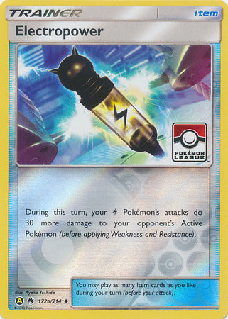 Electropower (172a/214) (League Promo) [Sun & Moon: Lost Thunder] | Good Games North