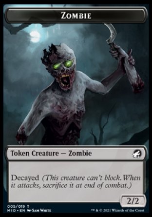 Zombie (005) // Zombie (015) Double-sided Token [Innistrad: Midnight Hunt Tokens] | Good Games North