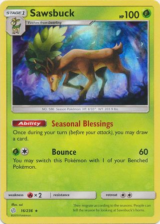 Sawsbuck (16/236) (Build & Battle Box Exclusive) [Sun & Moon: Cosmic Eclipse] | Good Games North