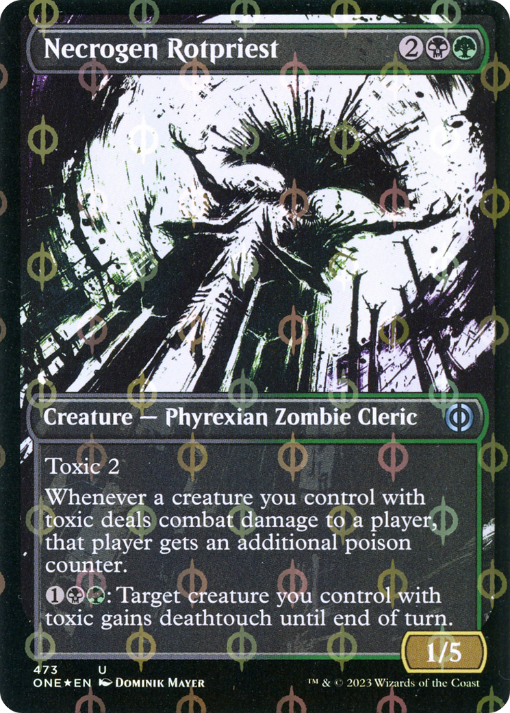 Necrogen Rotpriest (Borderless Ichor Step-and-Compleat Foil) [Phyrexia: All Will Be One] | Good Games North