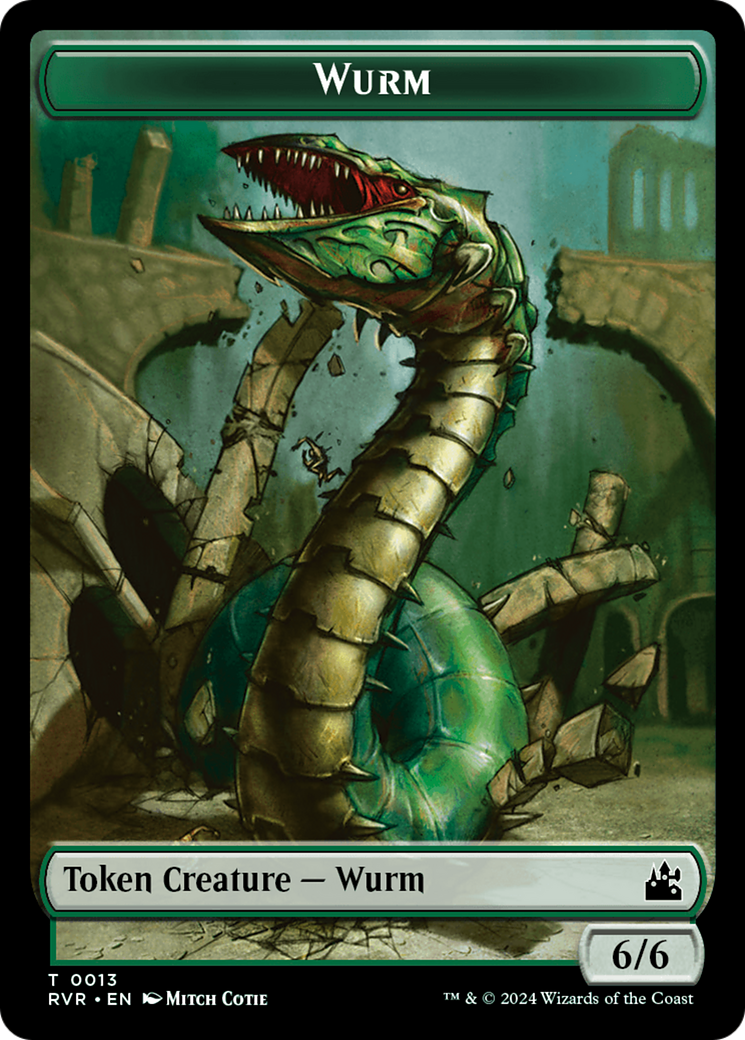 Elf Knight // Wurm Double-Sided Token [Ravnica Remastered Tokens] | Good Games North