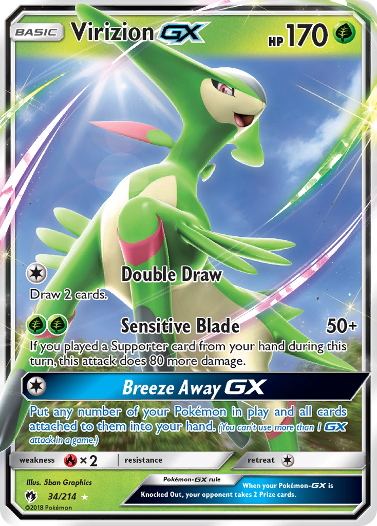 Virizion GX (34/214) [Sun & Moon: Lost Thunder] | Good Games North