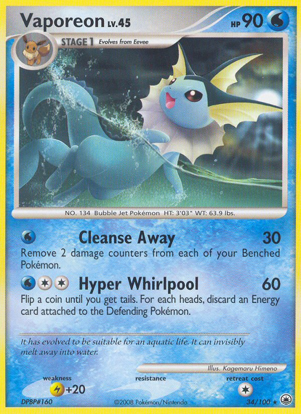 Vaporeon (34/100) [Diamond & Pearl: Majestic Dawn] | Good Games North