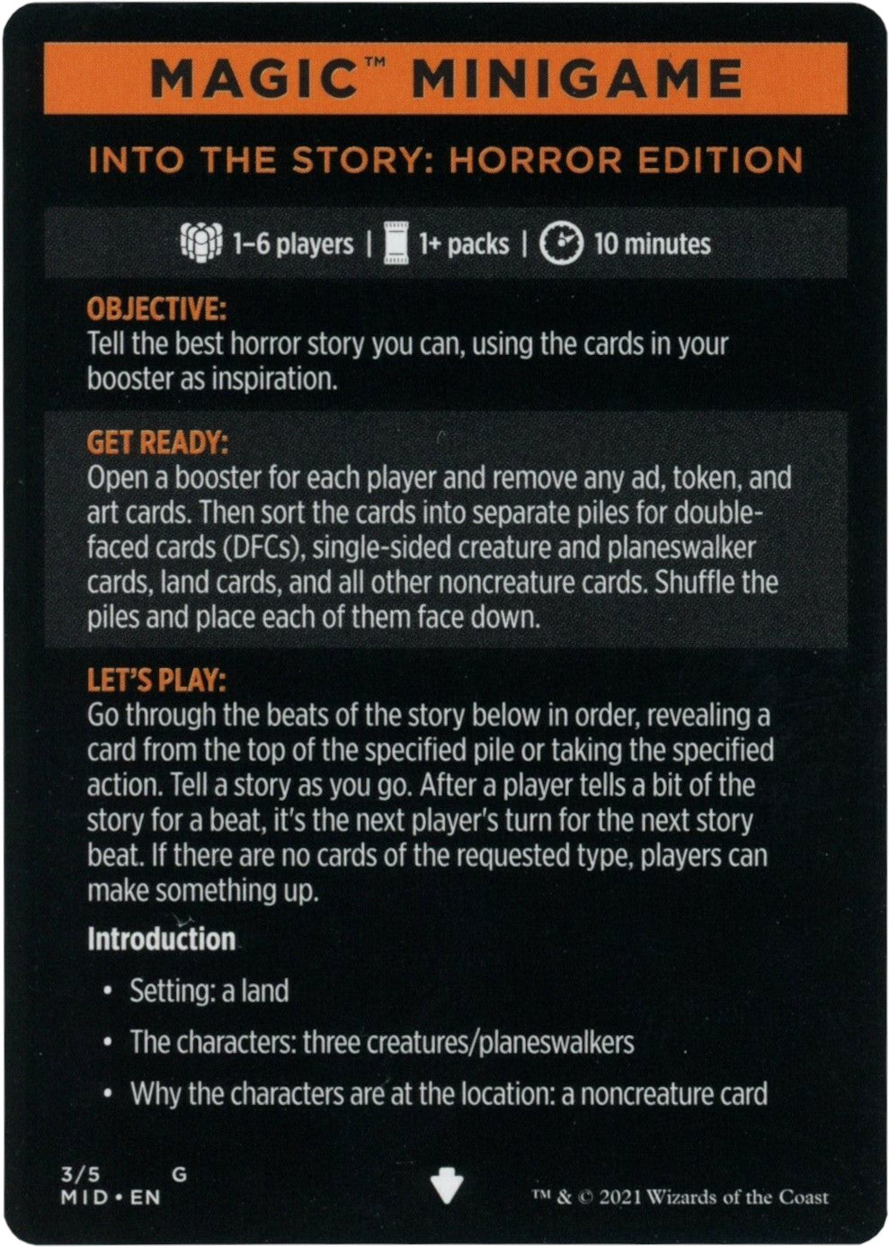 Into the Story: Horror Edition (Magic Minigame) [Innistrad: Midnight Hunt Minigame] | Good Games North