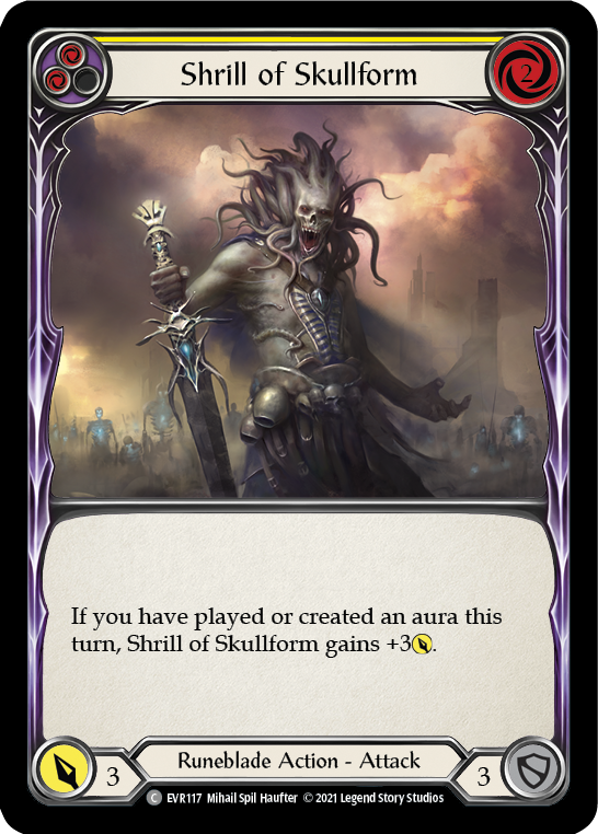 Shrill of Skullform (Yellow) [EVR117] (Everfest)  1st Edition Rainbow Foil | Good Games North