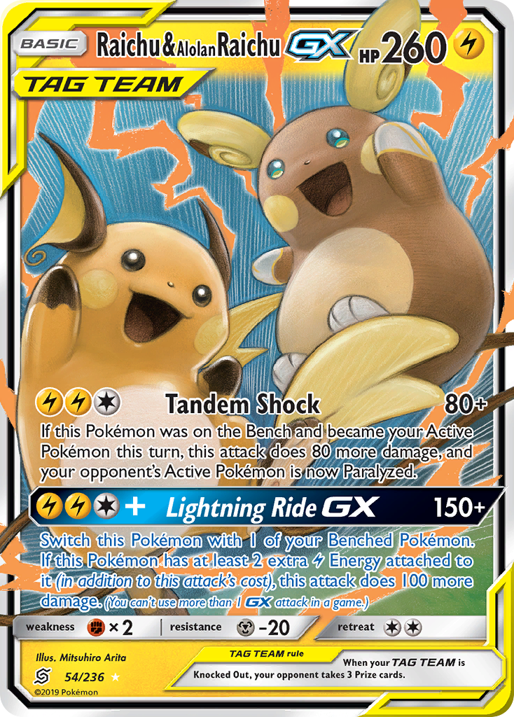 Raichu & Alolan Raichu GX (54/236) [Sun & Moon: Unified Minds] | Good Games North