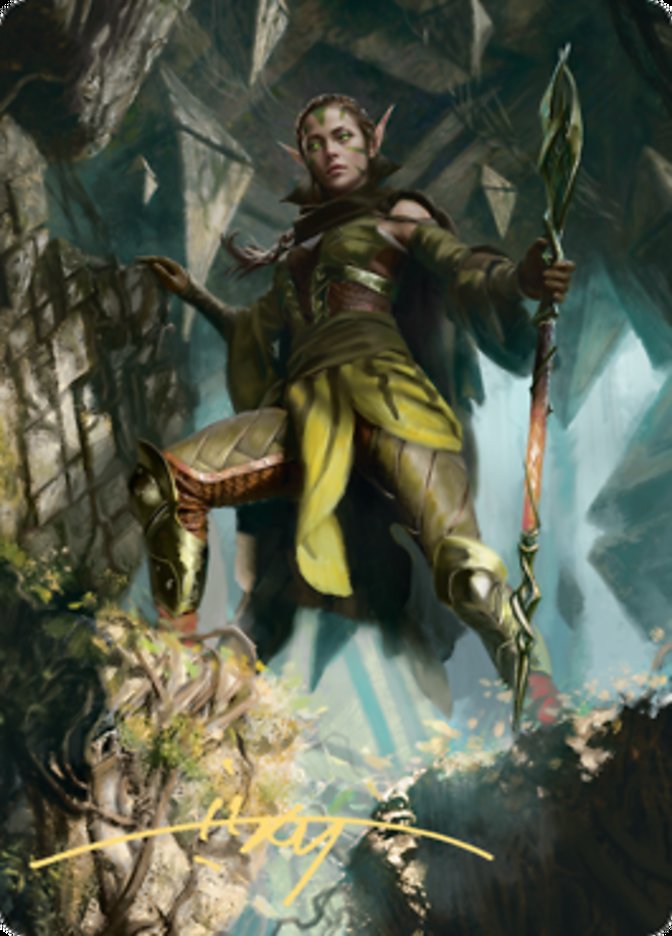 Nissa of Shadowed Boughs 1 Art Card (Gold-Stamped Signature) [Zendikar Rising Art Series] | Good Games North