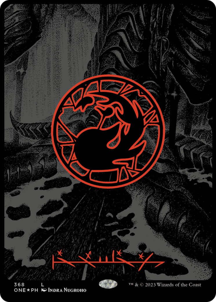 Mountain (368) (Oil Slick Raised Foil) [Phyrexia: All Will Be One] | Good Games North