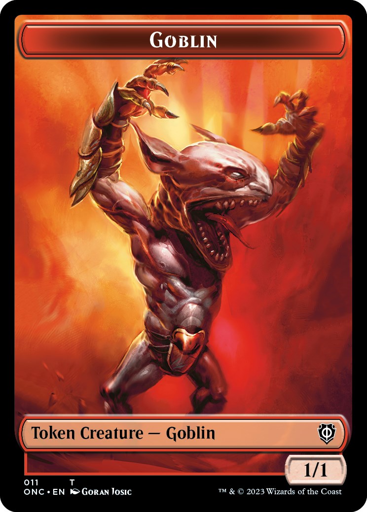 Rebel // Goblin Double-Sided Token [Phyrexia: All Will Be One Commander Tokens] | Good Games North