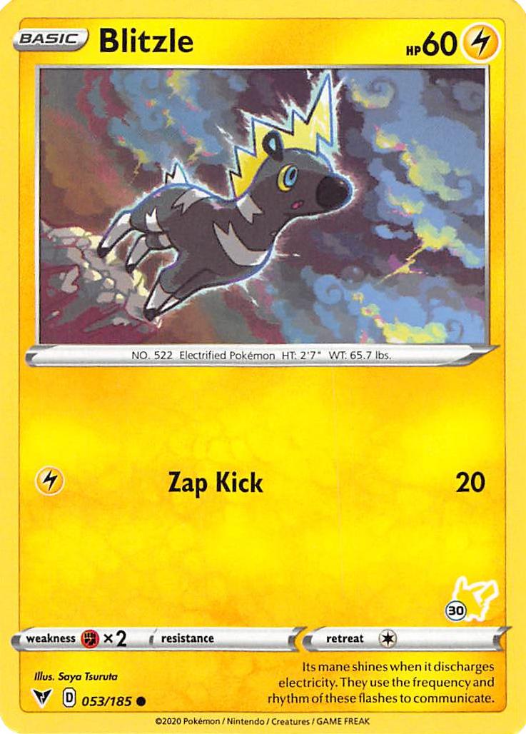 Blitzle (053/185) (Pikachu Stamp #30) [Battle Academy 2022] | Good Games North