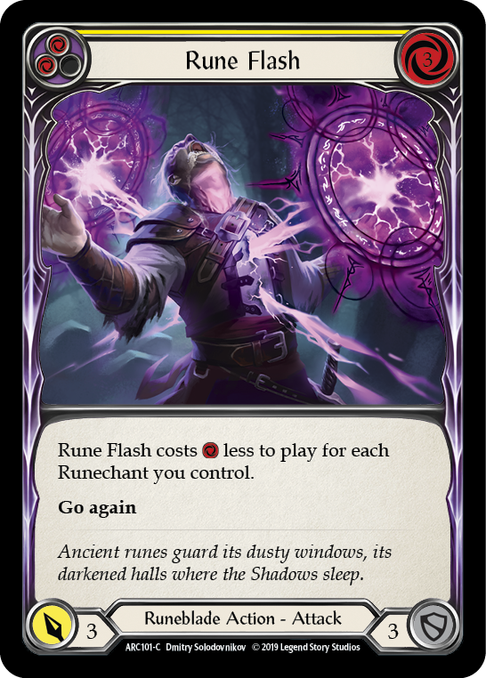 Rune Flash (Yellow) [ARC101-C] 1st Edition Rainbow Foil | Good Games North