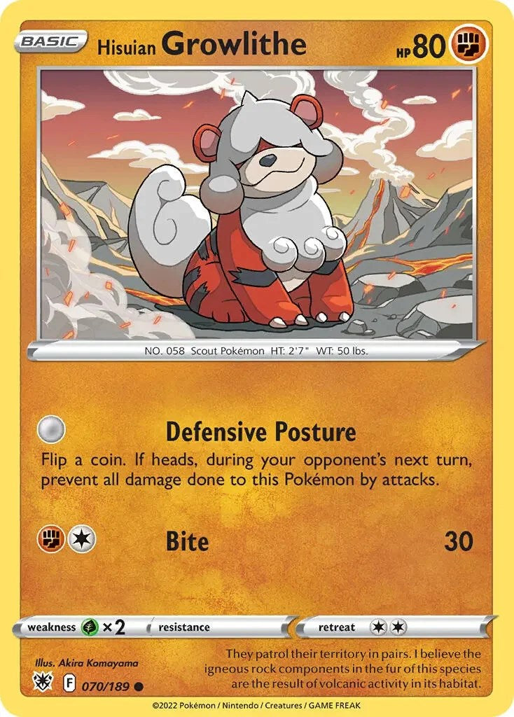 Hisuian Growlithe (070/189) (Theme Deck Exclusive) [Sword & Shield: Astral Radiance] | Good Games North