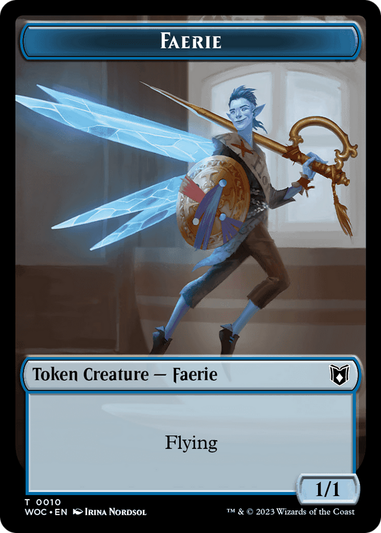 Faerie // Saproling Double-Sided Token [Wilds of Eldraine Commander Tokens] | Good Games North