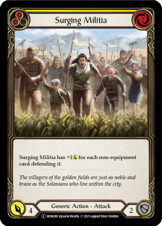 Surging Militia (Yellow) [U-MON288-RF] Unlimited Rainbow Foil | Good Games North