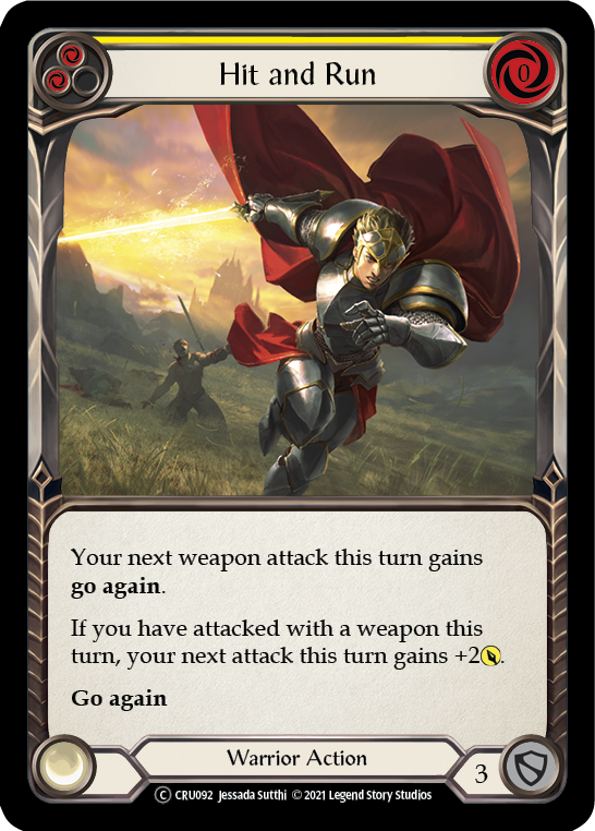 Hit and Run (Yellow) [U-CRU092-RF] Unlimited Rainbow Foil | Good Games North