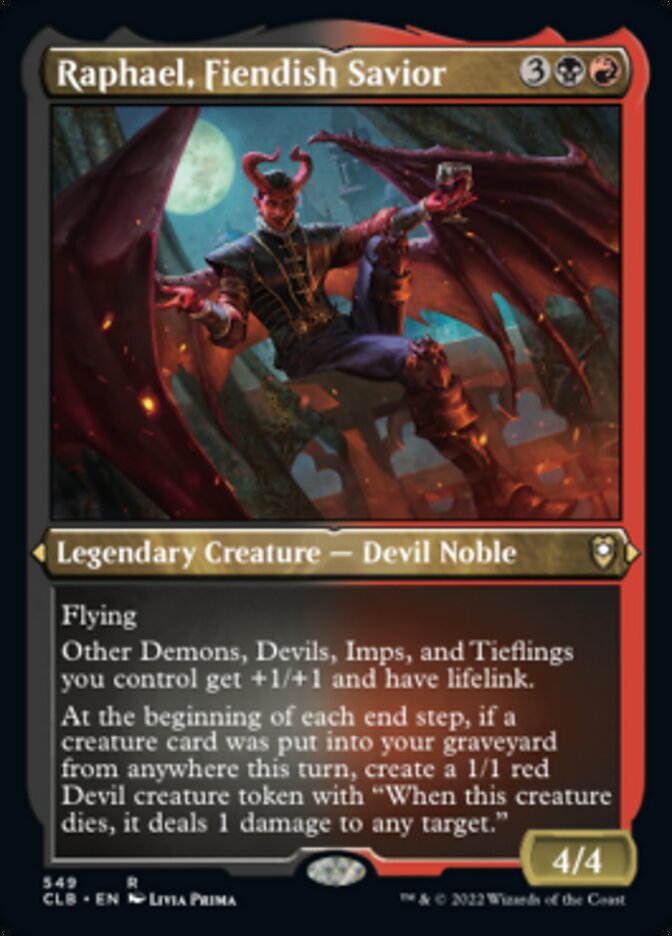 Raphael, Fiendish Savior (Foil Etched) [Commander Legends: Battle for Baldur's Gate] | Good Games North