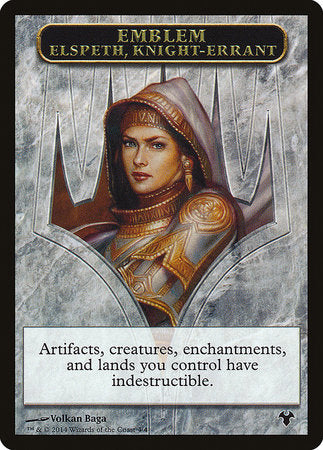 Emblem - Elspeth, Knight-Errant // Soldier Double-Sided Token [Modern Event Deck 2014 Tokens] | Good Games North
