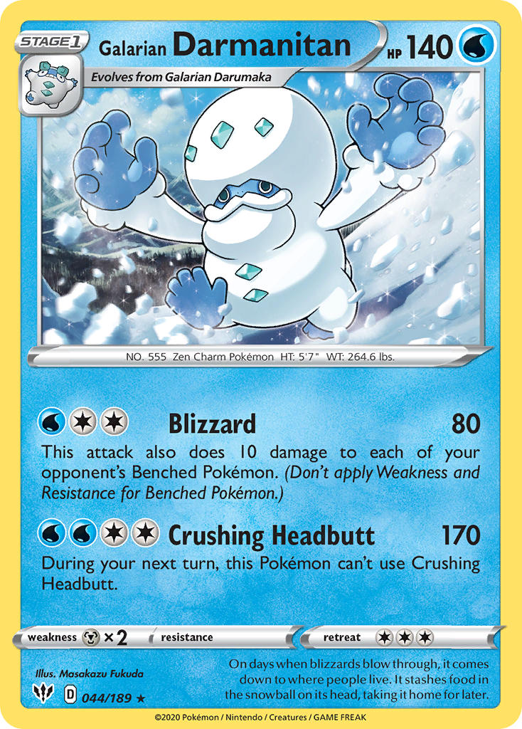 Galarian Darmanitan (044/189) (Cracked Ice Holo) (Theme Deck Exclusive) [Sword & Shield: Darkness Ablaze] | Good Games North