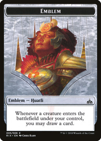 Emblem - Huatli [Rivals of Ixalan Tokens] | Good Games North