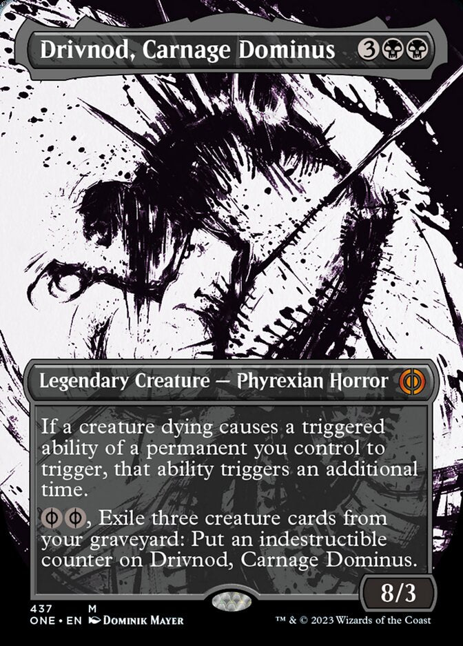 Drivnod, Carnage Dominus (Borderless Ichor Step-and-Compleat Foil) [Phyrexia: All Will Be One] | Good Games North