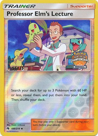 Professor Elm's Lecture (188/214) (Regional Championship Promo Staff) [Sun & Moon: Lost Thunder] | Good Games North