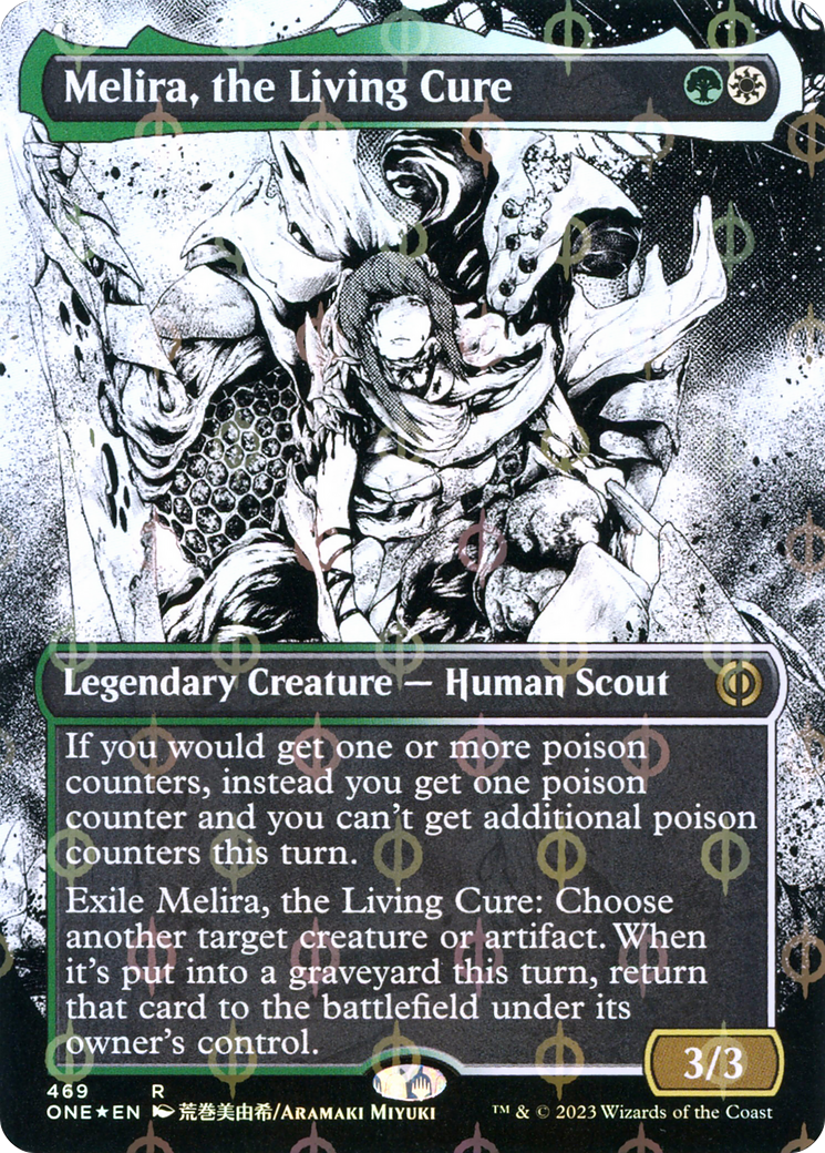 Melira, the Living Cure (Borderless Manga Step-and-Compleat Foil) [Phyrexia: All Will Be One] | Good Games North