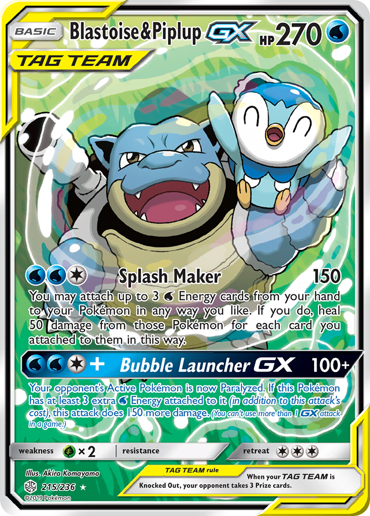 Blastoise & Piplup GX (215/236) [Sun & Moon: Cosmic Eclipse] | Good Games North