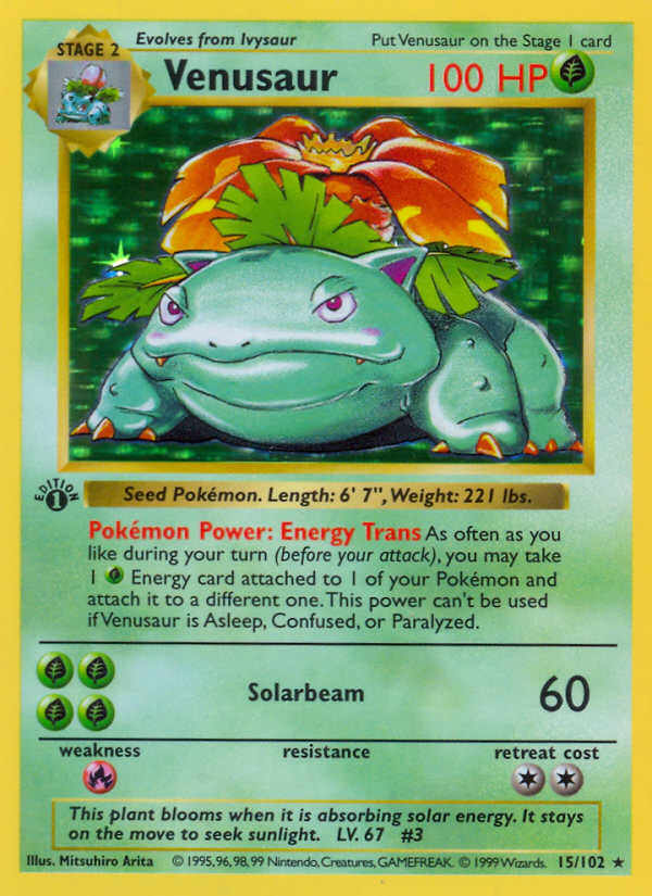 Venusaur (15/102) (Shadowless) [Base Set 1st Edition] | Good Games North