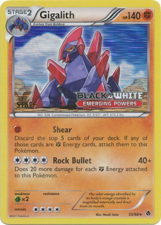 Gigalith (53/98) (Staff Prerelease Promo) [Black & White: Black Star Promos] | Good Games North