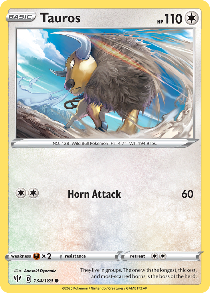 Tauros (134/189) [Sword & Shield: Darkness Ablaze] | Good Games North