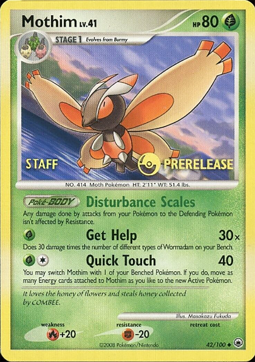 Mothim (42/100) (Staff Prerelease Promo) [Diamond & Pearl: Majestic Dawn] | Good Games North