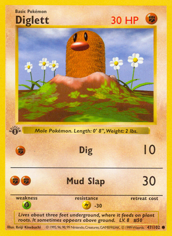 Diglett (47/102) (Shadowless) [Base Set 1st Edition] | Good Games North