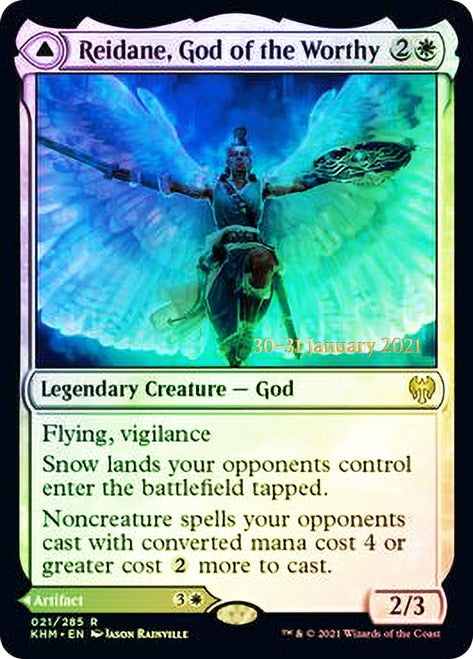Reidane, God of the Worthy // Valkmira, Protector's Shield  [Kaldheim Prerelease Promos] | Good Games North